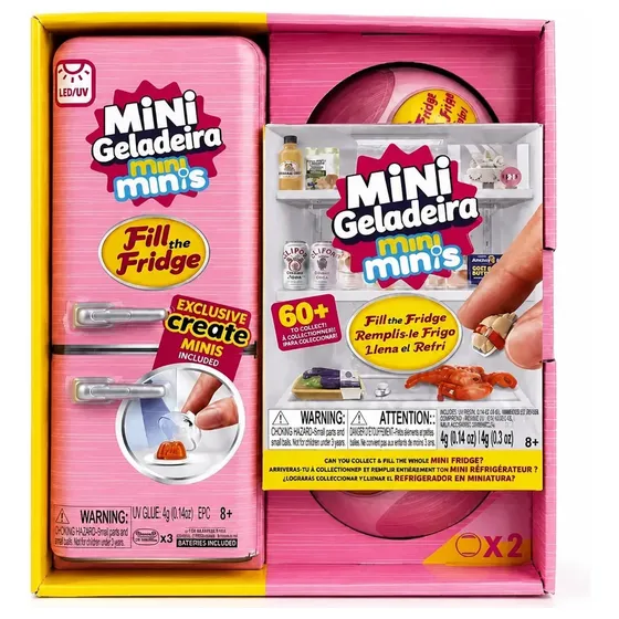 Mini Geladeira Infantil + 2 Bolas Surpresa - Brinquedo Rosa