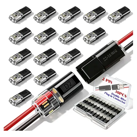 Kit 30 Conectores De Fio Emenda Rápida Elétrico Tipo Borne Preto