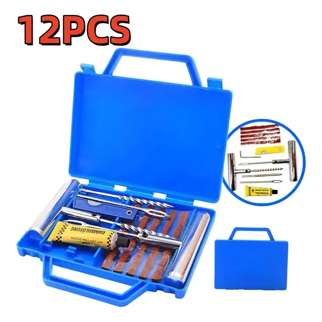 Kit Reparo Pneu Carro Moto Remendo Macarrão Metal C/ Maleta