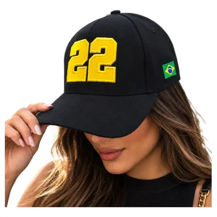 Boné 22 Trucker De Brim Bordado Brasil 2 Cores Unissex Preto Un