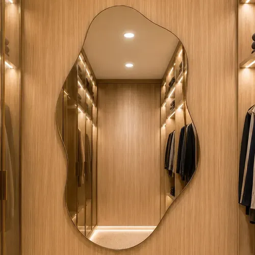 Espelho Pisa 70x50cm Design Moderno Lapidado Luxo Banheiro Suporte