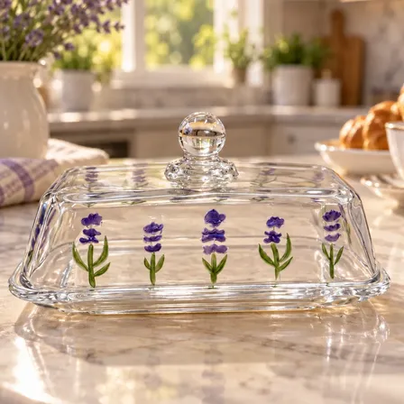 Manteigueira Lavanda Hand Painting 18cm Cristal Da Lyor Roxo