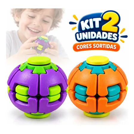 Kit 2 Spinner Ball Bolinha Giratória Anti Estress Fidget Sortido