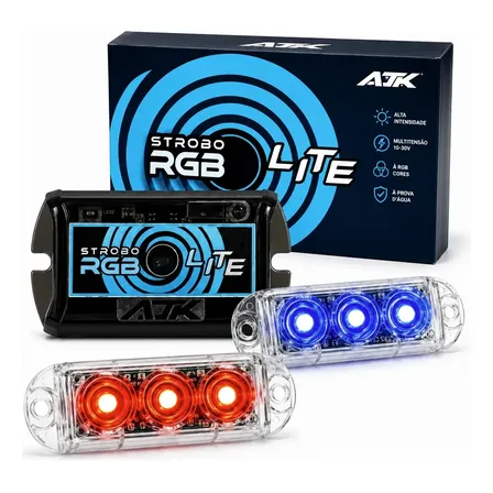 Strobo Ajk Lite 2 Faróis Rgb Central Light Led 3w 64 Efeitos Fio Preto Rgb