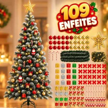 Árvore Natal 1,50m Enfeite Decorada 150cm Pinheiro Nevado Nevada 220v