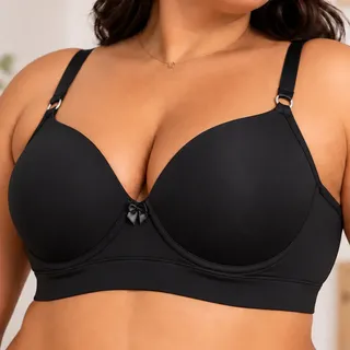 Sutiã Plus Size Reforçado Alta Sustentação Alça Regulável Preto Liso 48 (gg)