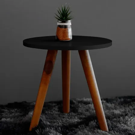 Mesinha Redonda 29x30 Pé Palito Para Sofá Sala Casa Lar Mdf Preto