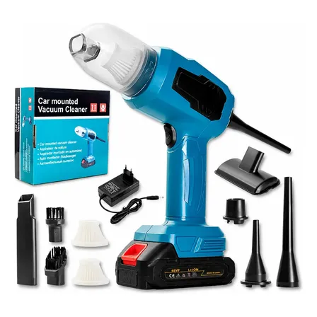 Aspirador De Pó Sem Fio 2 Em 1 Soprador Automotivo Potente Azul-petróleo 127/220v