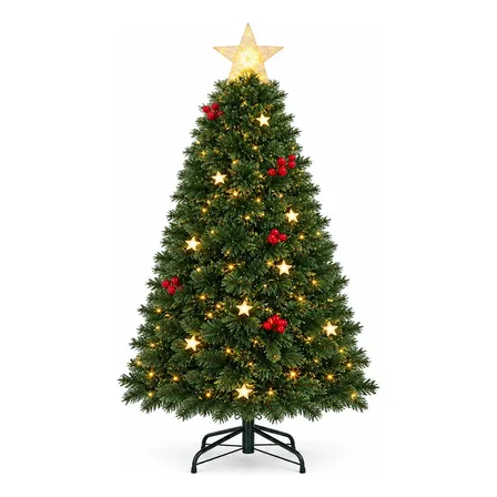 Arvore De Natal Com Luzes Embutidas 210 Completa Grande Luxo Verde