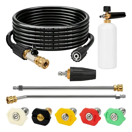 15m Mangueira Para Lavadora Alta Pressão Kit 7 Para Karcher Preto