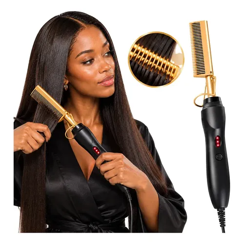 Pente Quente Elétrico Hot Comb 3 Temperaturas Preto Bivolt