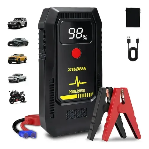 Chupeta Carregador Bateria Carro 12v 2000mah Auxiliar Partida Portátil Led