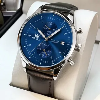 Olevs 2880 Original Relógio Masculino A Prova D'água Couro