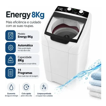 Máquina De Lavar Mueller Energy Ciclo Rápido 8kg Branco-127v 127v Branco
