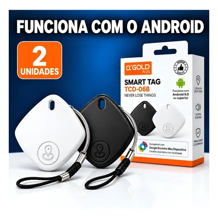 Kit 2 Tags Rastreamento Localizador Smart Tag Android Mini Preto