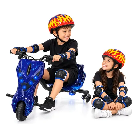 Patinete Elétrico Triciclo Drift 350w Infantil Rgb Bluetooth Azul