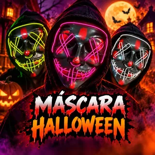 Máscara Led Neon Halloween Terror Carnaval Cosplay Fantasia Sortido 1,1 M