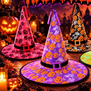 Fantasia Halloween Chapeu Bruxa Led Sortido Cosplay