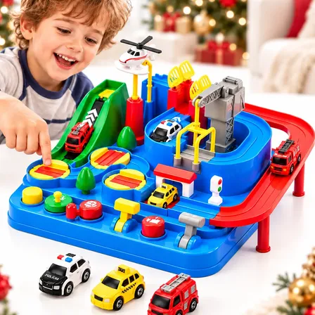 Pista Carrinho Infantil Educativo Brinquedo Carro Montessori Azul