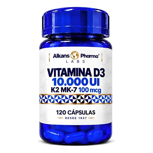 D3 10.000ui + Vitamina K2 Mk7 100mcg 120 Cápsulas Sem Sabor