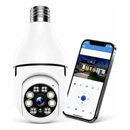 Câmera Lâmpada Wi-fi Panorâmica Noturna De Segurança