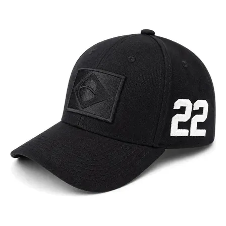 Boné Preto 22 Brasil Bordado Premium Aba Curva Ajustável Pat Preto Un Bordado Preto