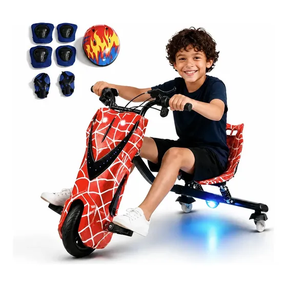 Triciclo Elétrico Drift 350w V-aranha Vermelha V-aranha Vermelha