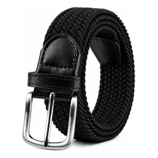 Cinto Masculino Elástico Trançado Preto Sem Furos Ajustável Preto Trançado Único