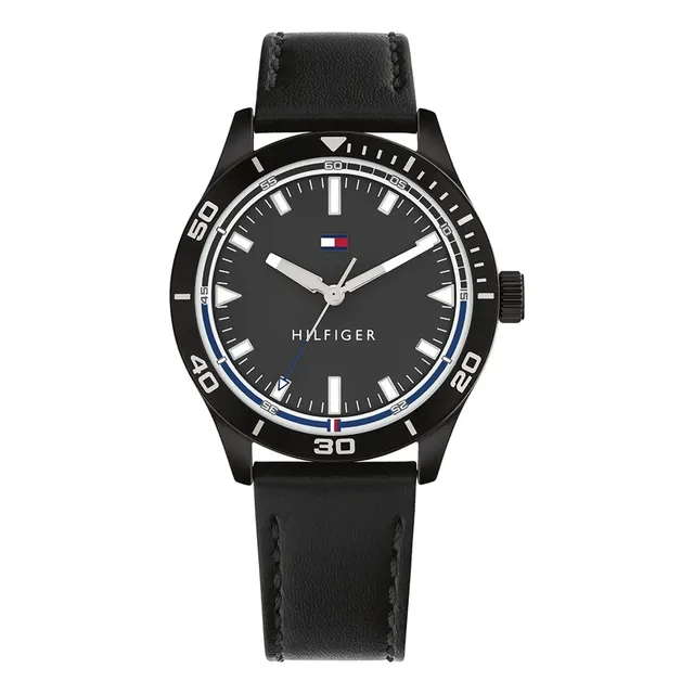 Relógio Tommy Hilfiger Toc Masculino Em Couro Preto 1791819 Preto