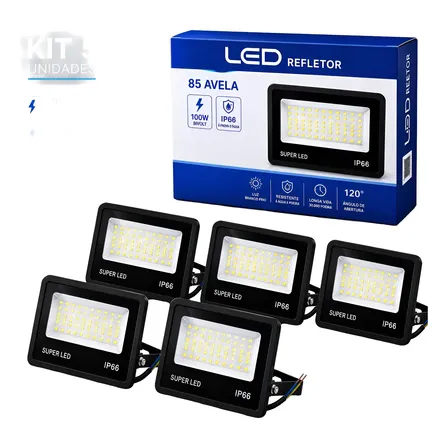 Kit 5 Refletor Smd Led 200w Prova Dágua Tg Branco Frio 127/220v Preto Branco-frio