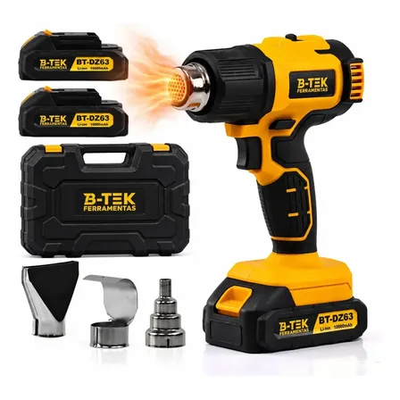 Soprador Térmico Portátil 2 Baterias Insulfilm Envelopamento Amarelo 21v
