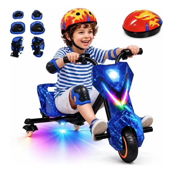 Triciclo Drift Infantil Farol Rgb Colorido Led Luz Bluetooth