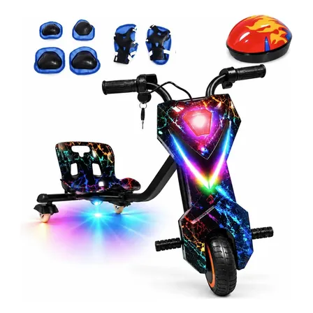 Triciclo Elétrico Drift Infantil 36v Preto Led Rgb Bluetooth Preto