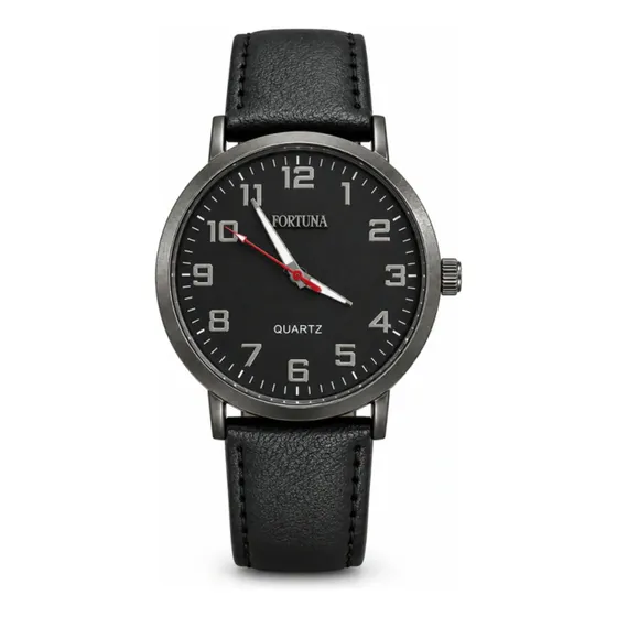 Relógio De Pulso Masculino Minimalista Old Money Fortuna Preto Cx Preta