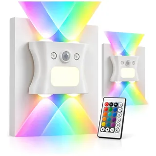Kit 2 Luminárias Parede Rgb Sensor Movimento Controle Usb 127/220v Branco