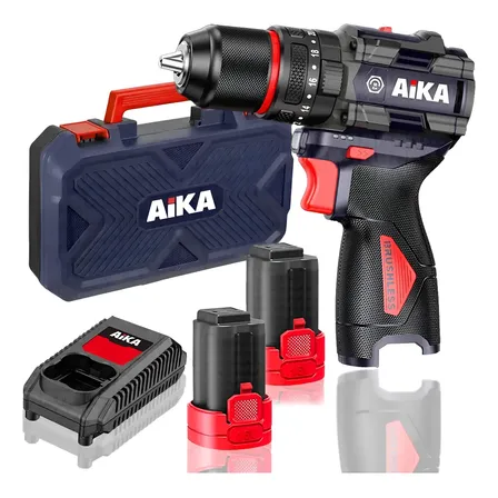 Furadeira Parafusadeira Impacto Aika 16v Ad-dr10a 2 Baterias Preto 127/220v 50/60hz