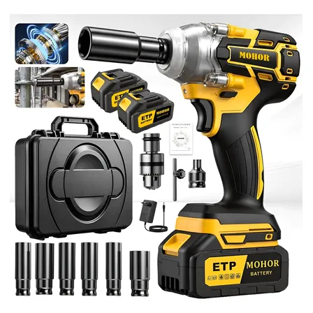 Chave De Impacto Mohor 800nm Brushless 48v 2bat Kit Completo Amarelo 127/220v 50 Hz/60 Hz