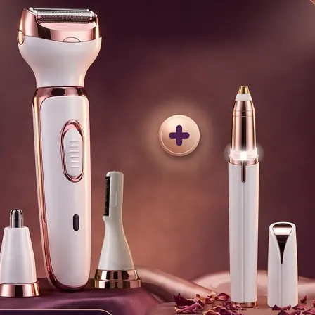 Maquina Depilador Eletrico Feminino 4 Em 1 Aparador Intimo Kit Depilador 4 Em 1 E Caneta Depiladora A Bateria | Bivolt
