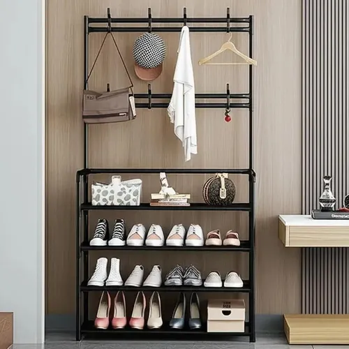 Cabideiro Organizador De Roupas Sapateira 12 Pares 4 Níveis Preto