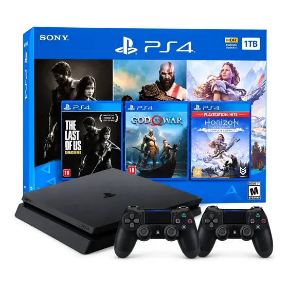Ps4 Slim 1tb 2 Controles + 3 Jogos Envio Imediato