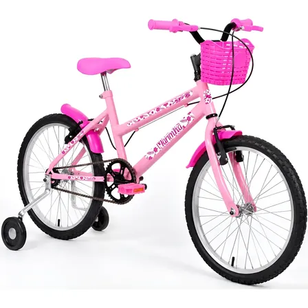 Bicicleta Aro 20 Xgt Infantil Feminina Mariinha Rodas Cesta Rosa M