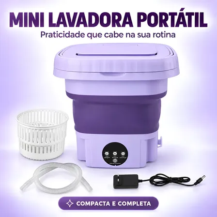 Mini Máquina De Lavar Roupa 9l Centrífuga Portátil Bivolt 127/220v Lilás