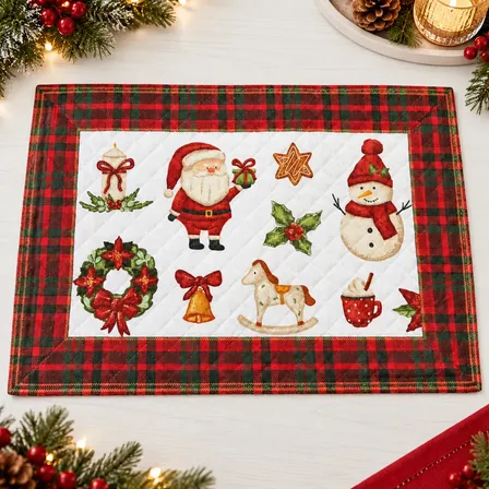 Kit 6 Jogo Americano Retangular Souplat Matelado Mesa Posta Boneco De Neve