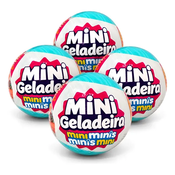Kit 4 Bolas Mini Geladeira Surpresa Cápsula Coleção Infantil