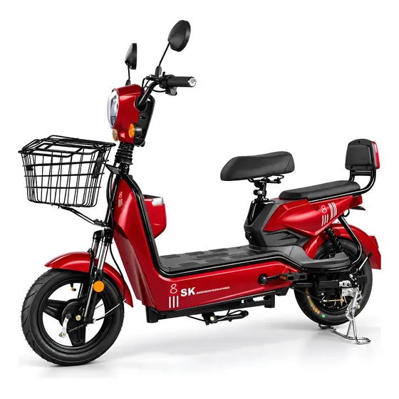 Bicicleta Elétrica Scooter 500w 48v Aro 14 Sem Cnh Adulto Vermelho 46 Cm