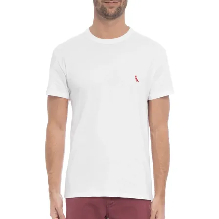 Camiseta Reserva Bordado Brasa Gola Careca - 100% Algodão Branco Brasa P Bordado
