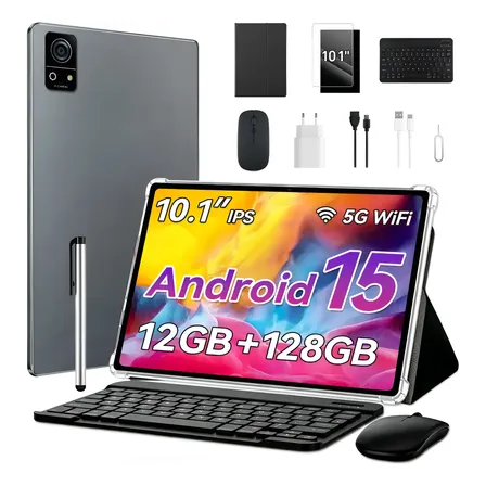 Tablet 10.1 Android15 12gb+128gb Wifi Teclado Caneta Mouse Gris