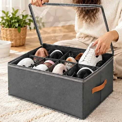 Colmeia Organizadora Fechada Sapatos Tenis Vertical Cinza-escuro
