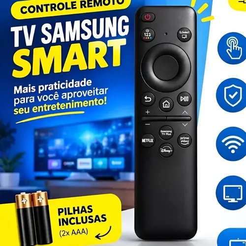 Controle Remoto Smart Compatível Samsung 4k Solar Netflix Preto