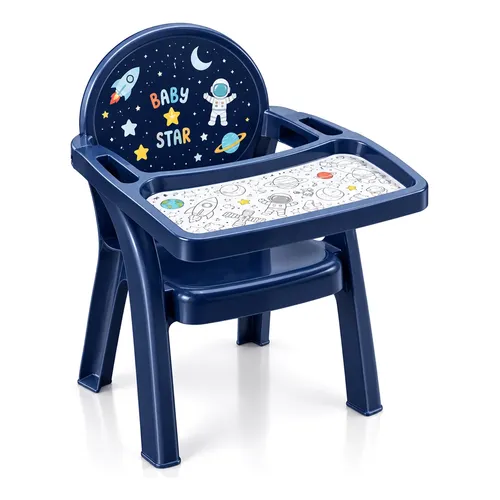 Cadeira Alimentação Infantil Com Bandeja Poltrona C/ Pintura Astronauta